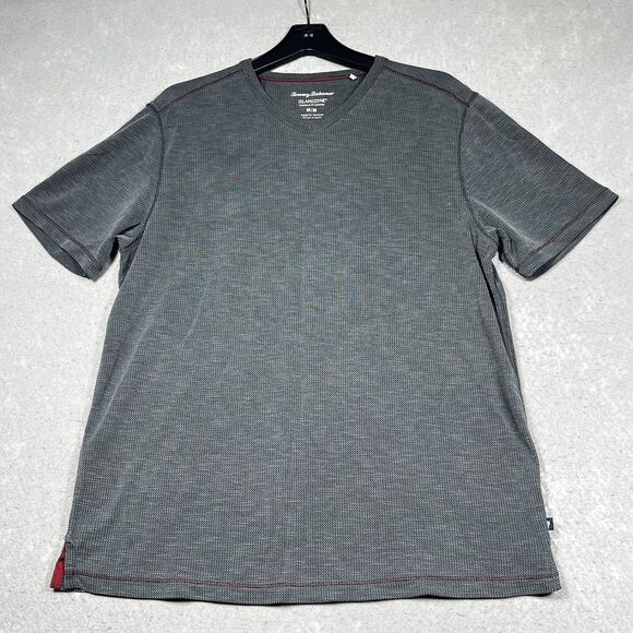 Tommy Bahama T Shirt Mens Medium Gray Tencel Polyester Logo Short Sleeve Shirt - Picture 1 of 11